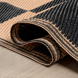 Bishop Geometric Checker Foldable Waterproof Reversible Plastic Straw Area Rug
