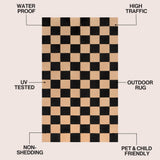 Bishop Geometric Checker Foldable Waterproof Reversible Plastic Straw Area Rug