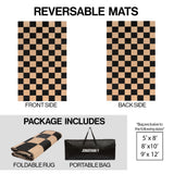 Bishop Geometric Checker Foldable Waterproof Reversible Plastic Straw Area Rug