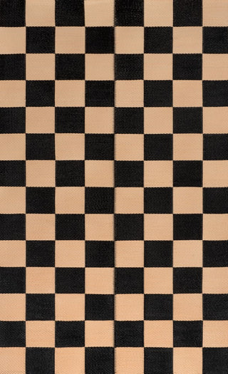 Bishop Geometric Checker Foldable Waterproof Reversible Plastic Straw Area Rug
