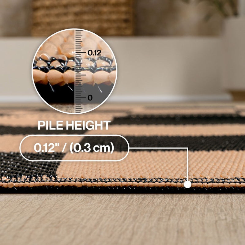 Bishop Geometric Checker Foldable Waterproof Reversible Plastic Straw Area Rug
