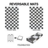 Bishop Geometric Checker Foldable Waterproof Reversible Plastic Straw Area Rug