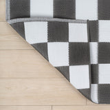 Bishop Geometric Checker Foldable Waterproof Reversible Plastic Straw Area Rug