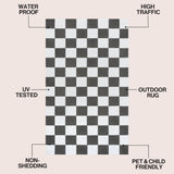 Bishop Geometric Checker Foldable Waterproof Reversible Plastic Straw Area Rug