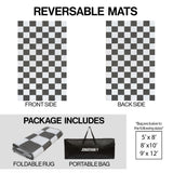 Bishop Geometric Checker Foldable Waterproof Reversible Plastic Straw Area Rug