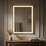 Pax Rectangular Frameless Anti-Fog Aluminum Front/Back-lit Tri-color LED Bathroom Vanity Mirror with Smart Touch Control White / 28" x 20" – AI-ON