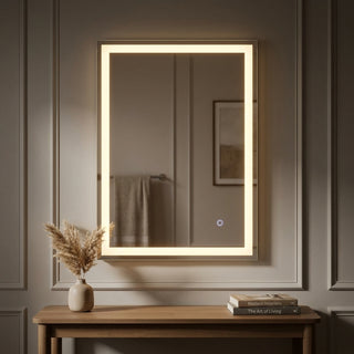 Pax Rectangular Frameless Anti-Fog Aluminum Front/Back-lit Tri-color LED Bathroom Vanity Mirror with Smart Touch Control White / 28" x 20" – AI-ON