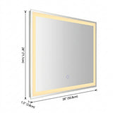Pax Rectangular Frameless Anti-Fog Aluminum Front/Back-lit Tri-color LED Bathroom Vanity Mirror with Smart Touch Control White / 28" x 20" – DIM