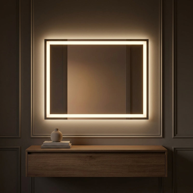 Pax Rectangular Frameless Anti-Fog Aluminum Front/Back-lit Tri-color LED Bathroom Vanity Mirror with Smart Touch Control White / 32" x 24" – AI-ON