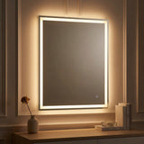 Pax Rectangular Frameless Anti-Fog Aluminum Front/Back-lit Tri-color LED Bathroom Vanity Mirror with Smart Touch Control White / 36" x 28" – AI-ON