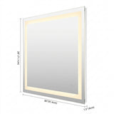 Pax Rectangular Frameless Anti-Fog Aluminum Front/Back-lit Tri-color LED Bathroom Vanity Mirror with Smart Touch Control White / 36" x 28" – DIM