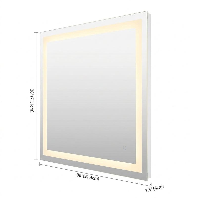 Pax Rectangular Frameless Anti-Fog Aluminum Front/Back-lit Tri-color LED Bathroom Vanity Mirror with Smart Touch Control White / 36" x 28" – DIM