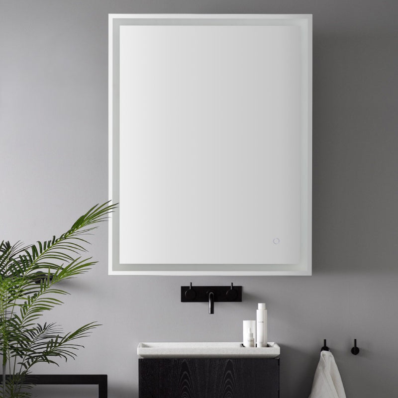 Pax Rectangular Frameless Anti-Fog Aluminum Front/Back-lit Tri-color LED Bathroom Vanity Mirror with Smart Touch Control - JONATHAN Y