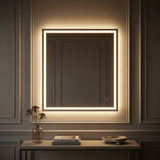 Pax Rectangular Frameless Anti-Fog Aluminum Front/Back-lit Tri-color LED Bathroom Vanity Mirror with Smart Touch Control White / 36" x 32" – AI-ON