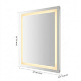 Pax Rectangular Frameless Anti-Fog Aluminum Front/Back-lit Tri-color LED Bathroom Vanity Mirror with Smart Touch Control White / 36" x 32" – DIM