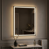 Pax Rectangular Frameless Anti-Fog Aluminum Front/Back-lit Tri-color LED Bathroom Vanity Mirror with Smart Touch Control White / 40" x 32" – AI-ON