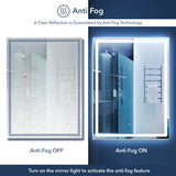 Pax Rectangular Frameless Anti-Fog Aluminum Front/Back-lit Tri-color LED Bathroom Vanity Mirror with Smart Touch Control