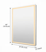 Pax Rectangular Frameless Anti-Fog Aluminum Front/Back-lit Tri-color LED Bathroom Vanity Mirror with Smart Touch Control White / 40" x 32" – DIM