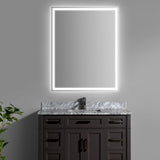 Pax Rectangular Frameless Anti-Fog Aluminum Front/Back-lit Tri-color LED Bathroom Vanity Mirror with Smart Touch Control - JONATHAN Y