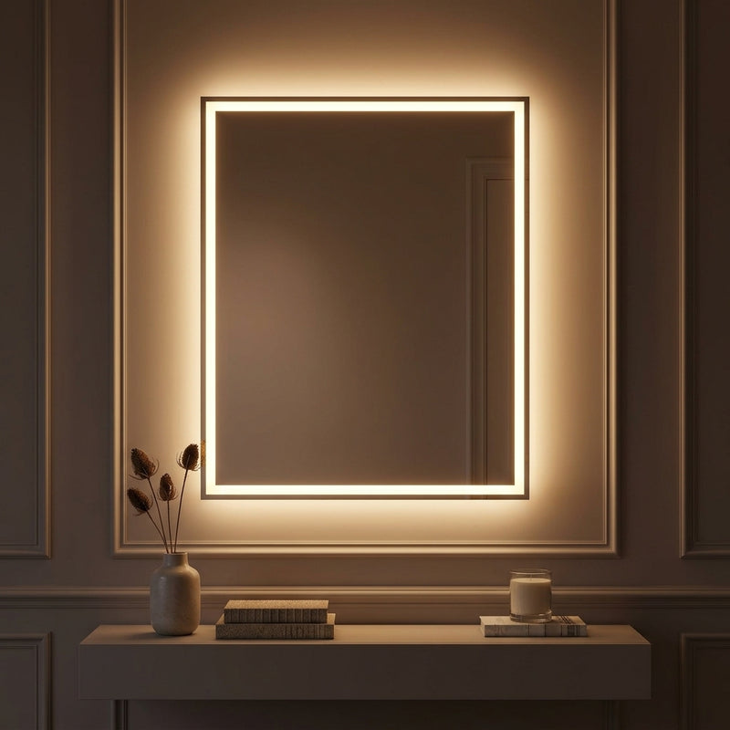 Pax Rectangular Frameless Anti-Fog Aluminum Front/Back-lit Tri-color LED Bathroom Vanity Mirror with Smart Touch Control White / 48" x 36" – AI-ON