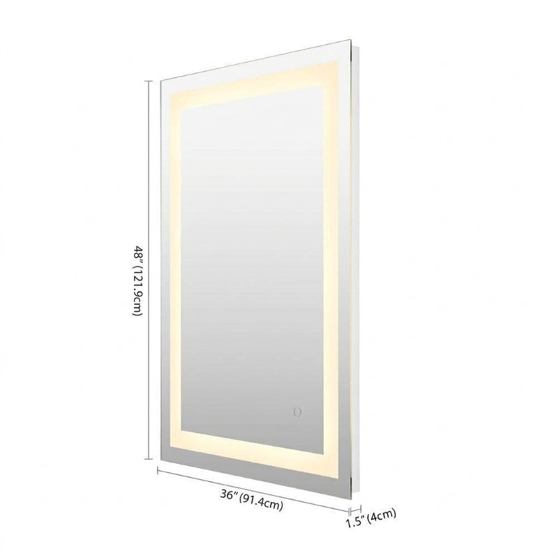 Pax Rectangular Frameless Anti-Fog Aluminum Front/Back-lit Tri-color LED Bathroom Vanity Mirror with Smart Touch Control White / 48" x 36" – DIM