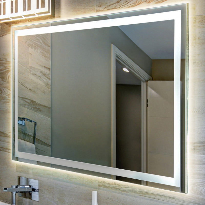 Pax Rectangular Frameless Anti-Fog Aluminum Front/Back-lit Tri-color LED Bathroom Vanity Mirror with Smart Touch Control
