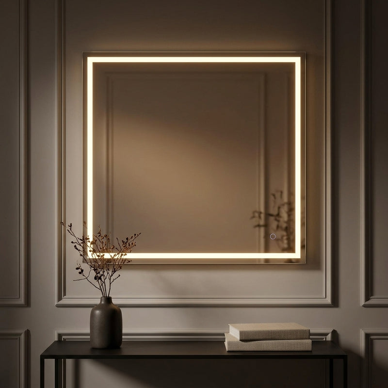 Pax Rectangular Frameless Anti-Fog Aluminum Front/Back-lit Tri-color LED Bathroom Vanity Mirror with Smart Touch Control White / 38" x 38" – AI-ON