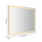 Pax Rectangular Frameless Anti-Fog Aluminum Front/Back-lit Tri-color LED Bathroom Vanity Mirror with Smart Touch Control White / 36" x 40" – DIM