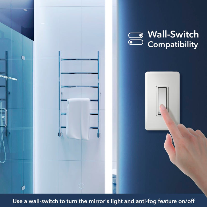 Pax Rectangular Frameless Anti-Fog Aluminum Front/Back-lit Tri-color LED Bathroom Vanity Mirror with Smart Touch Control