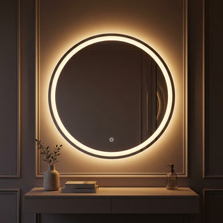 Dane 27 Round Frameless Anti-Fog Aluminum Front/Back-lit Tri-color LED Bathroom Vanity Mirror with Smart Touch Control White / 27" – AI-ON