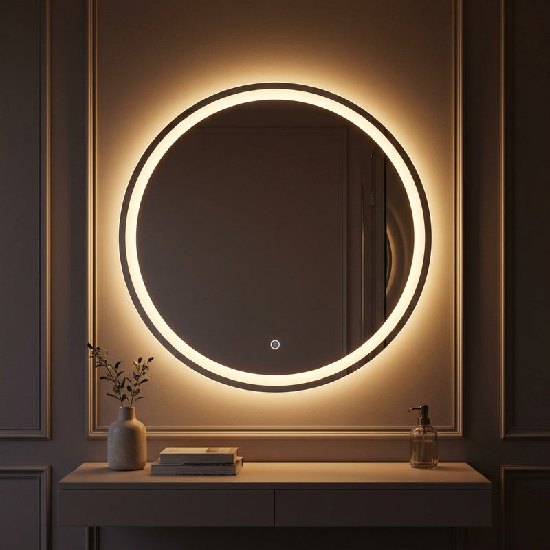 Dane 27 Round Frameless Anti-Fog Aluminum Front/Back-lit Tri-color LED Bathroom Vanity Mirror with Smart Touch Control White / 27" – AI-ON