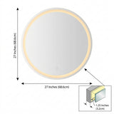 Dane 27 Round Frameless Anti-Fog Aluminum Front/Back-lit Tri-color LED Bathroom Vanity Mirror with Smart Touch Control White / 27" – DIM
