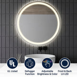 Dane 27 Round Frameless Anti-Fog Aluminum Front/Back-lit Tri-color LED Bathroom Vanity Mirror with Smart Touch Control White / 27" – ICONS