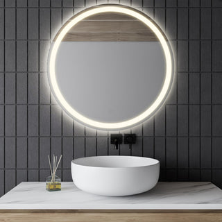 Dane 27 Round Frameless Anti-Fog Aluminum Front/Back-lit Tri-color LED Bathroom Vanity Mirror with Smart Touch Control - JONATHAN Y