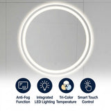 Dane 27 Round Frameless Anti-Fog Aluminum Front/Back-lit Tri-color LED Bathroom Vanity Mirror with Smart Touch Control White / 32" – ICONS