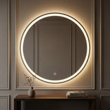 Dane 27 Round Frameless Anti-Fog Aluminum Front/Back-lit Tri-color LED Bathroom Vanity Mirror with Smart Touch Control White / 36" – AI-ON