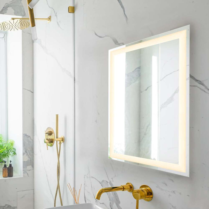 Remy Rectangular Frameless Anti-Fog Aluminum Front-lit Tri-color LED Bathroom Vanity Mirror with Smart Touch Control - JONATHAN Y
