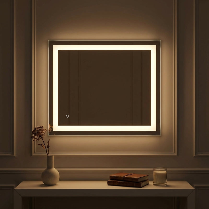 Remy Rectangular Frameless Anti-Fog Aluminum Front-lit Tri-color LED Bathroom Vanity Mirror with Smart Touch Control White / 36 x 30 – AI-ON