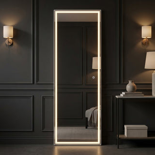 Soraya Full-length Rectangular Frameless Anti-Fog Plug-in/Hardwire Aluminum Front-lit Tri-color LED Freestand/Hang Mirror with Smart Touch Control White / 65 x 22 – AI-ON