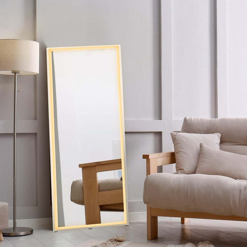 Soraya Full-length Rectangular Frameless Anti-Fog Plug-in/Hardwire Aluminum Front-lit Tri-color LED Freestand/Hang Mirror with Smart Touch Control - JONATHAN Y