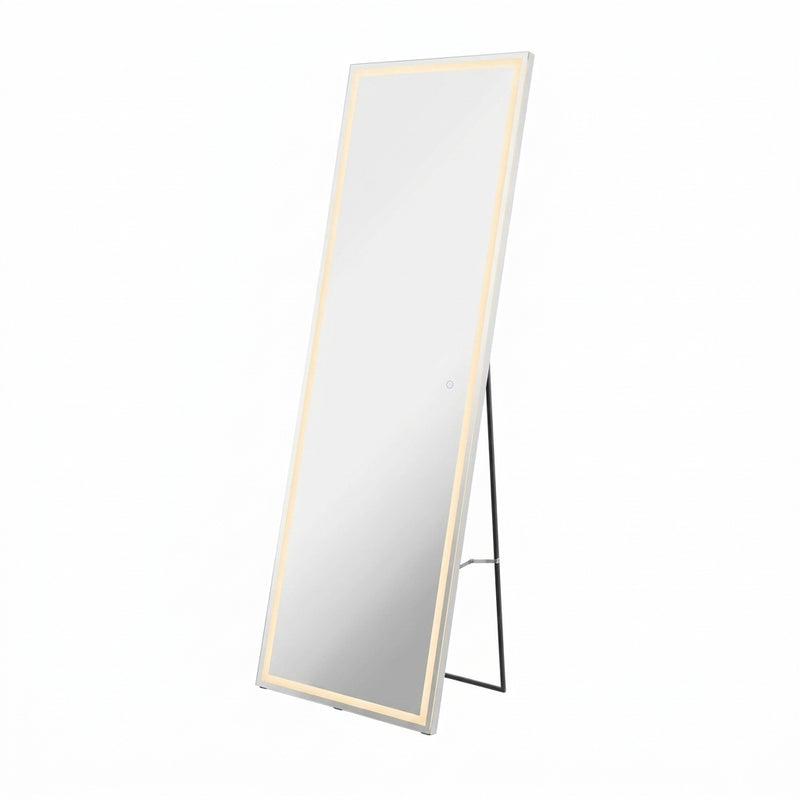 Soraya Full-length Rectangular Frameless Anti-Fog Plug-in/Hardwire Aluminum Front-lit Tri-color LED Freestand/Hang Mirror with Smart Touch Control White / 65 x 22 – OFF