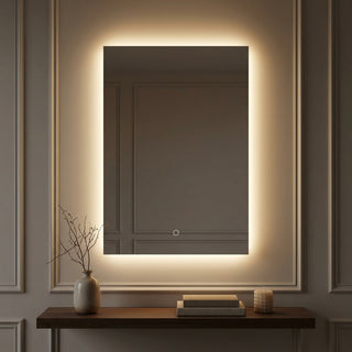 Nora Rectangular Frameless Anti-Fog Aluminum Back-lit Tri-color LED Bathroom Vanity Mirror with Smart Touch Control White / 38 x 26 – AI-ON
