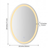 Dane 27 Round Frameless Anti-Fog Aluminum Front/Back-lit Tri-color LED Bathroom Vanity Mirror with Smart Touch Control White / 20" x 28" – DIM