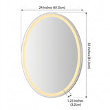 Dane 27 Round Frameless Anti-Fog Aluminum Front/Back-lit Tri-color LED Bathroom Vanity Mirror with Smart Touch Control White / 24" x 32" – DIM