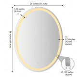Dane 27 Round Frameless Anti-Fog Aluminum Front/Back-lit Tri-color LED Bathroom Vanity Mirror with Smart Touch Control White / 28" x 36" – DIM