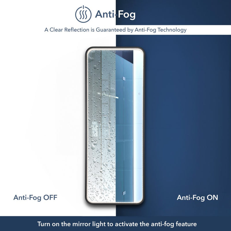 Tatum Crystal Lining Rectangle Metal Framed Antifog Front-Lit Tri-Color Wall Or Floor Full-Length Mirror with Smart Touch - JONATHAN Y