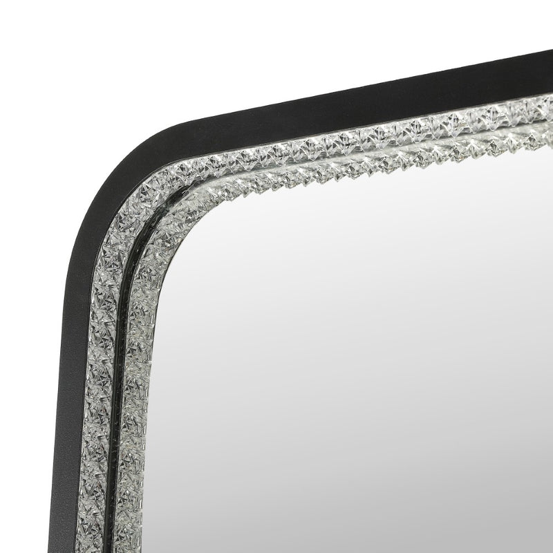 Tatum Crystal Lining Rectangle Metal Framed Antifog Front-Lit Tri-Color Wall Or Floor Full-Length Mirror with Smart Touch - JONATHAN Y