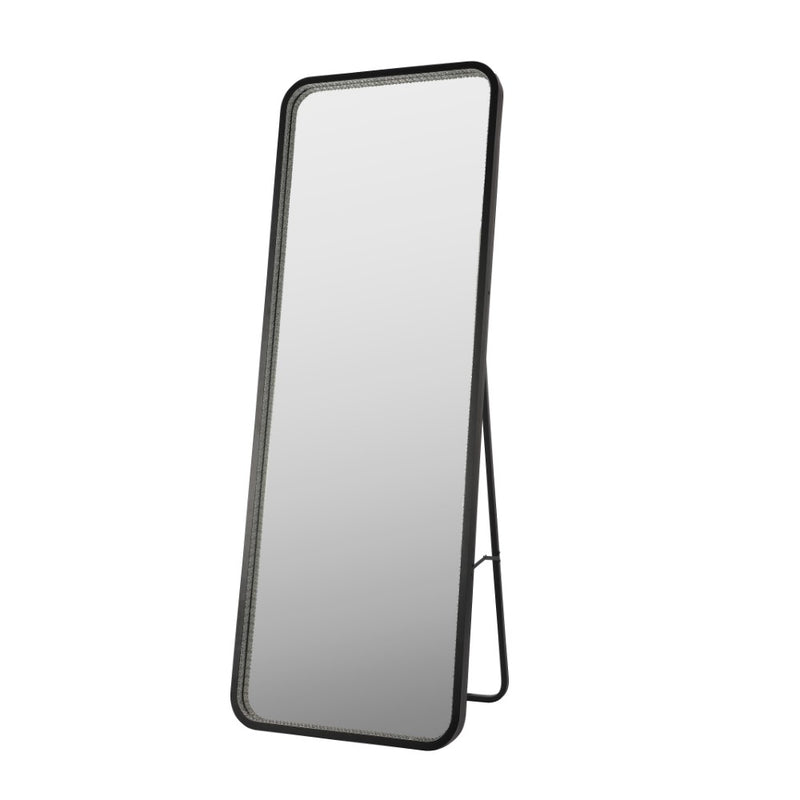 Tatum Crystal Lining Rectangle Metal Framed Antifog Front-Lit Tri-Color Wall Or Floor Full-Length Mirror with Smart Touch - JONATHAN Y