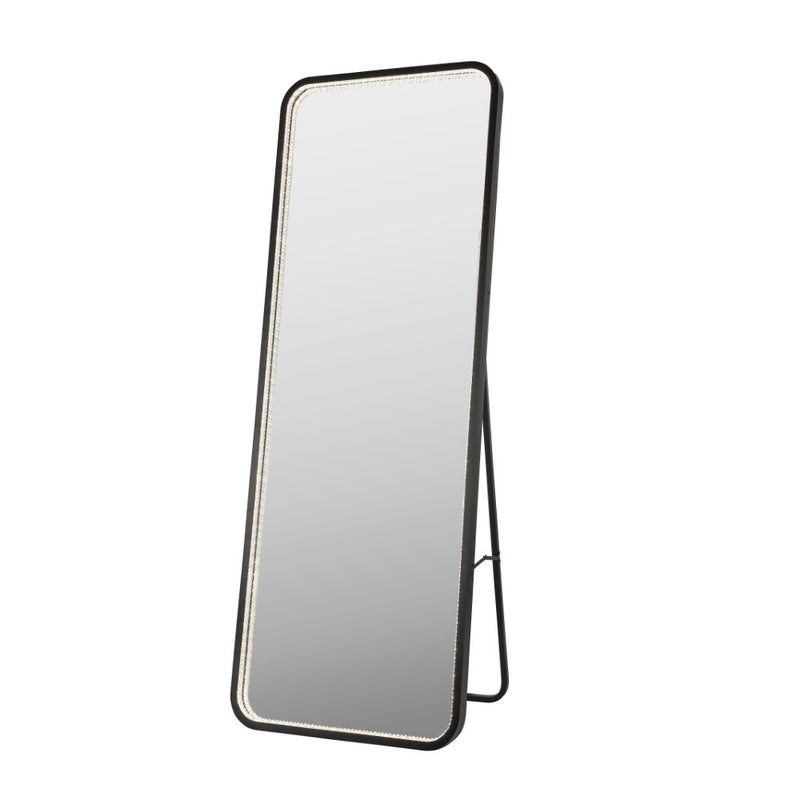Tatum Crystal Lining Rectangle Metal Framed Antifog Front-Lit Tri-Color Wall Or Floor Full-Length Mirror with Smart Touch - JONATHAN Y