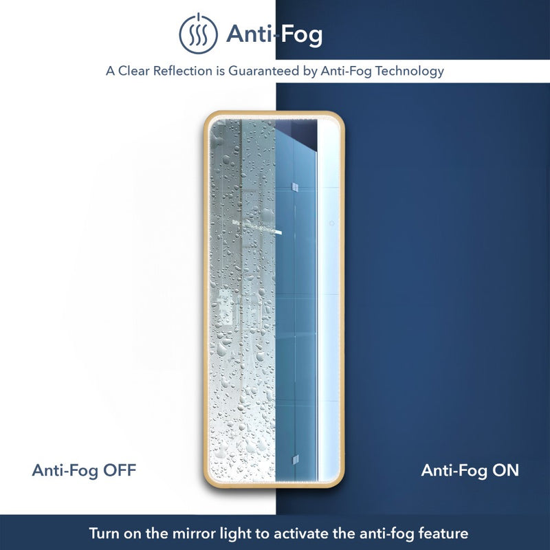 Tatum Crystal Lining Rectangle Metal Framed Antifog Front-Lit Tri-Color Wall Or Floor Full-Length Mirror with Smart Touch - JONATHAN Y